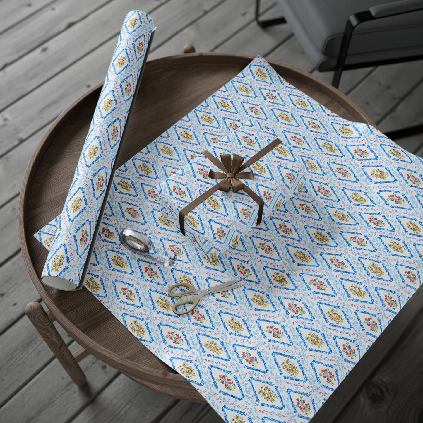 Blooming Harmony Argyle Wrapping Paper