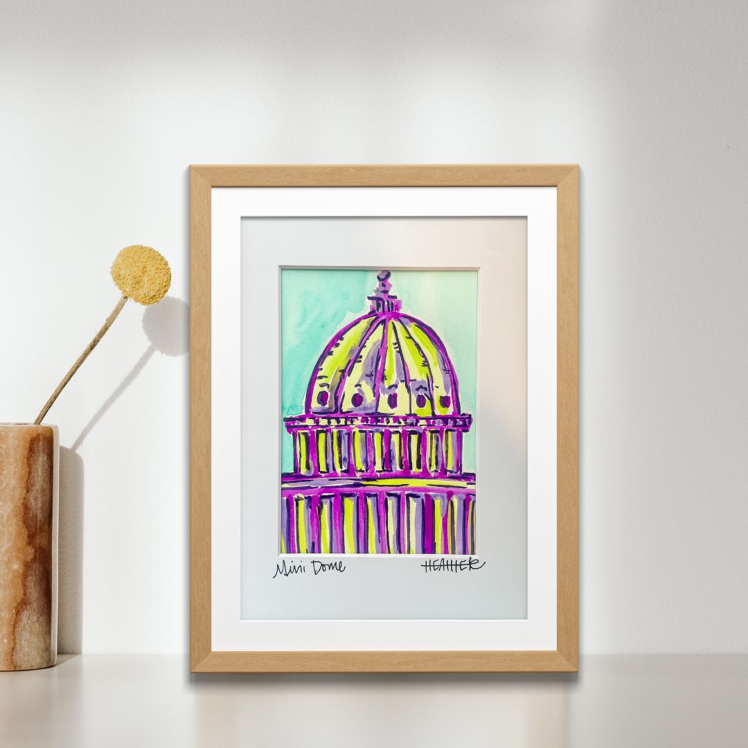 "Purple on Turquoise Dome" Mini on Paper