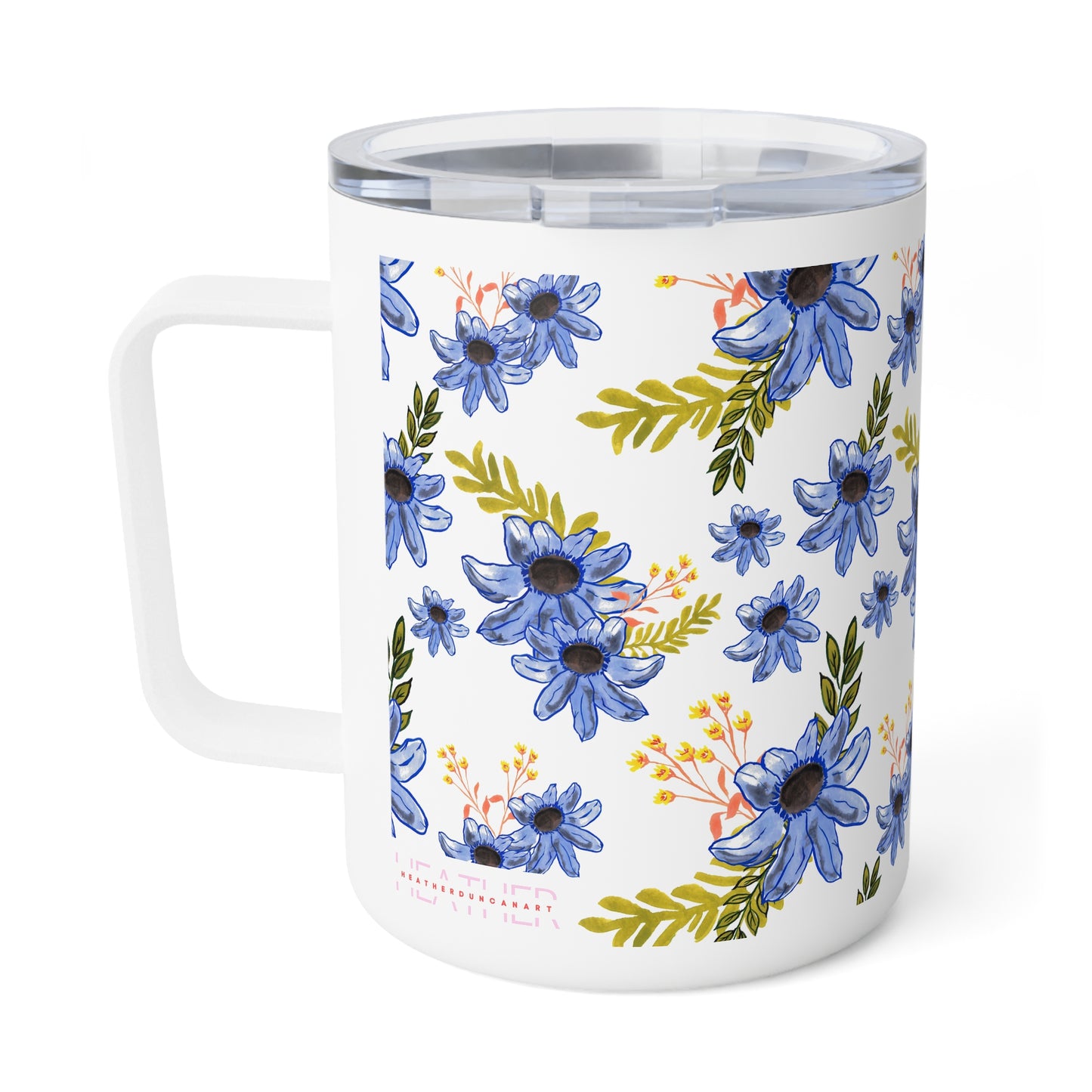 Petal Dance in Blue Insulated Mug
