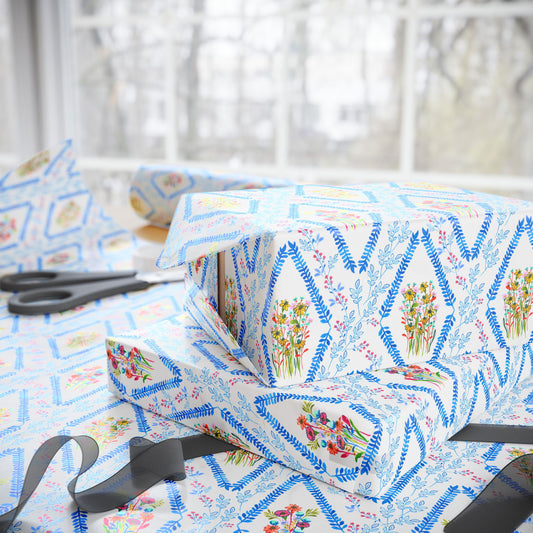 Blooming Harmony Argyle Wrapping Paper