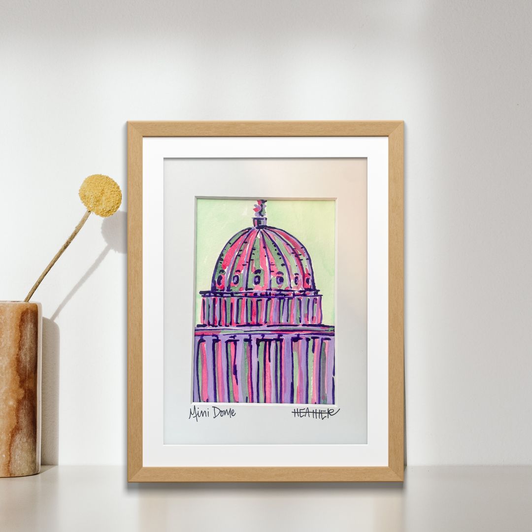 "Lavender on Mint Dome" Mini on Paper