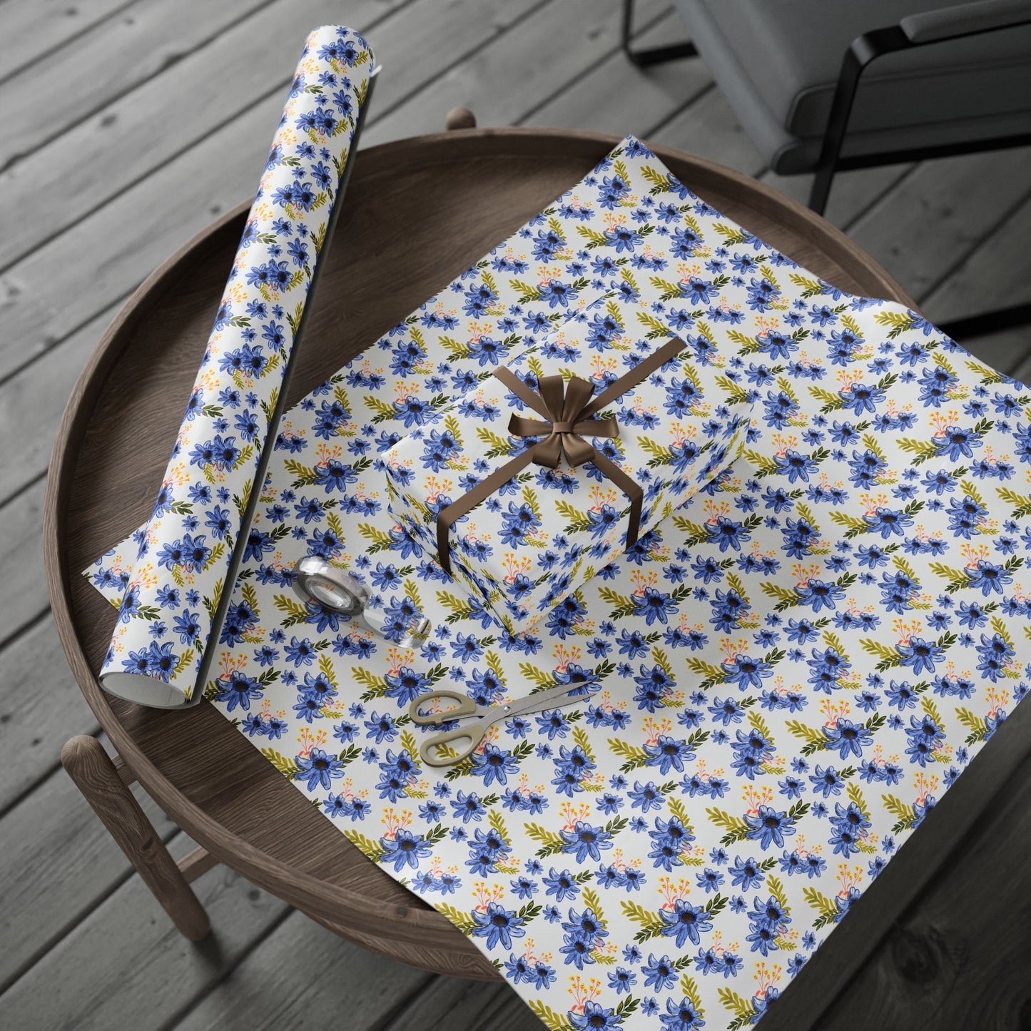 Petal Dance in Blue Wrapping Paper