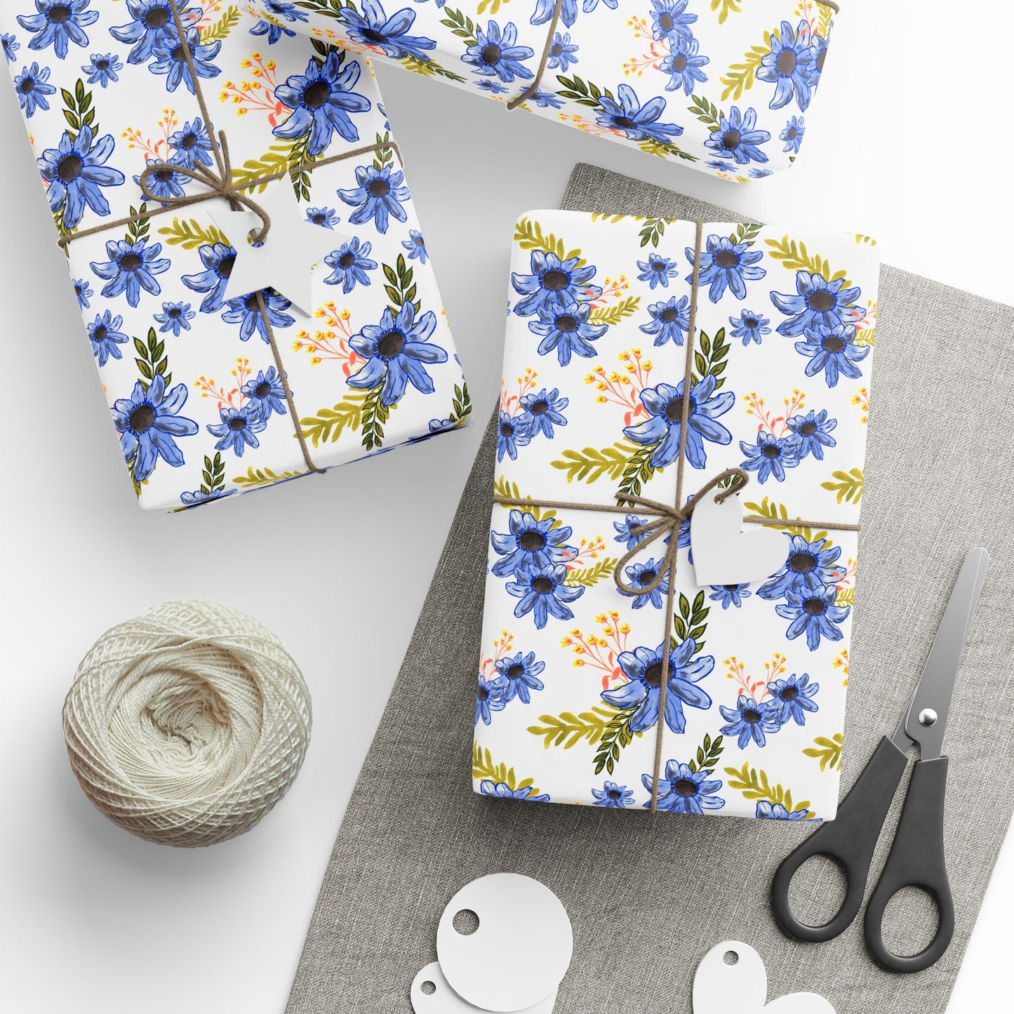 Petal Dance in Blue Wrapping Paper