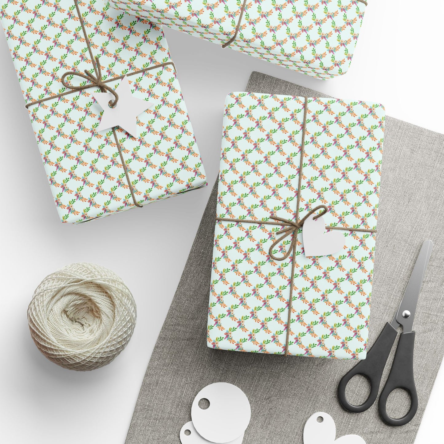 Minty Floral Arches Wrapping Paper