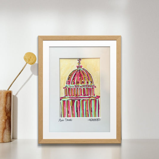 "Pinks on Gold Dome" Mini on Paper