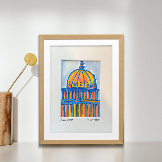 "Orange and Blue Dome" Mini on Paper