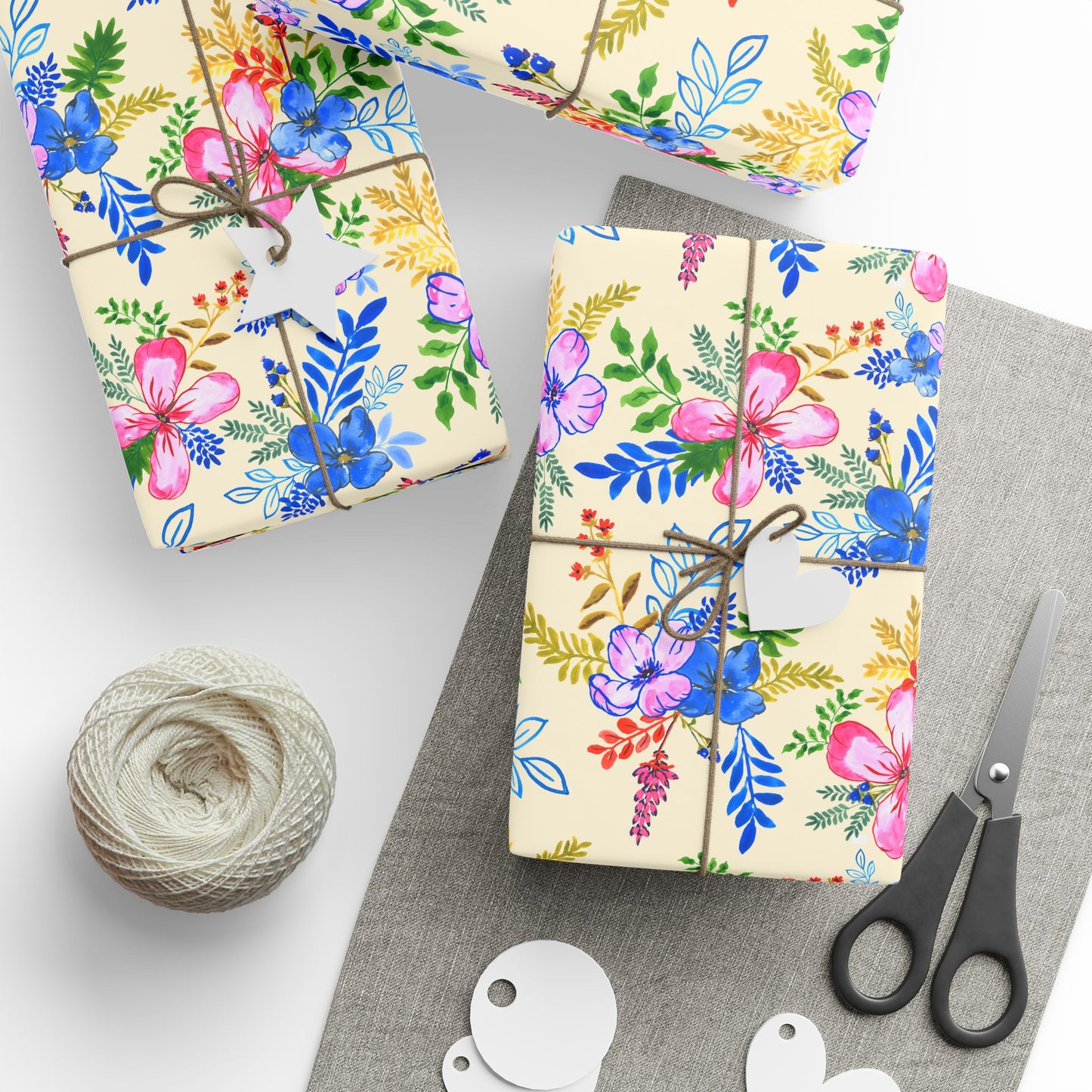 Blooming Harmony in Buttercream Wrapping Paper