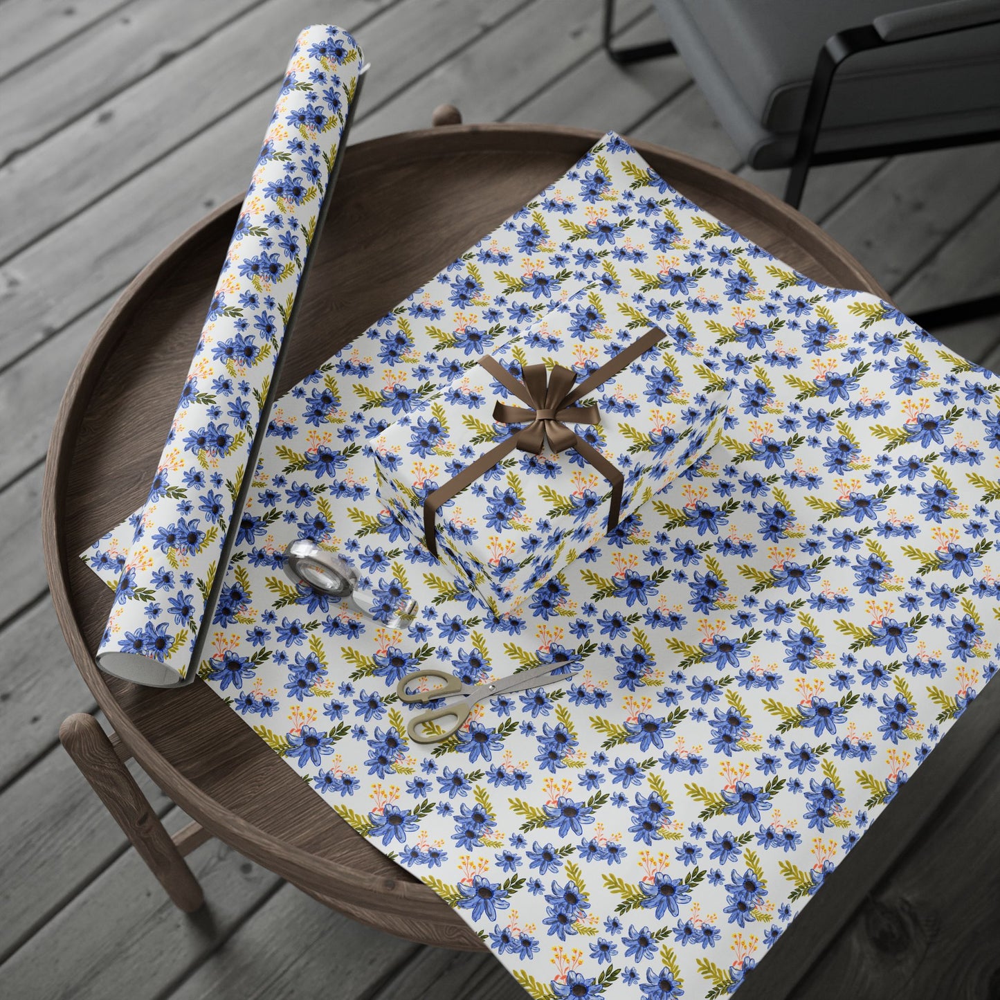 Petal Dance in Blue Wrapping Paper