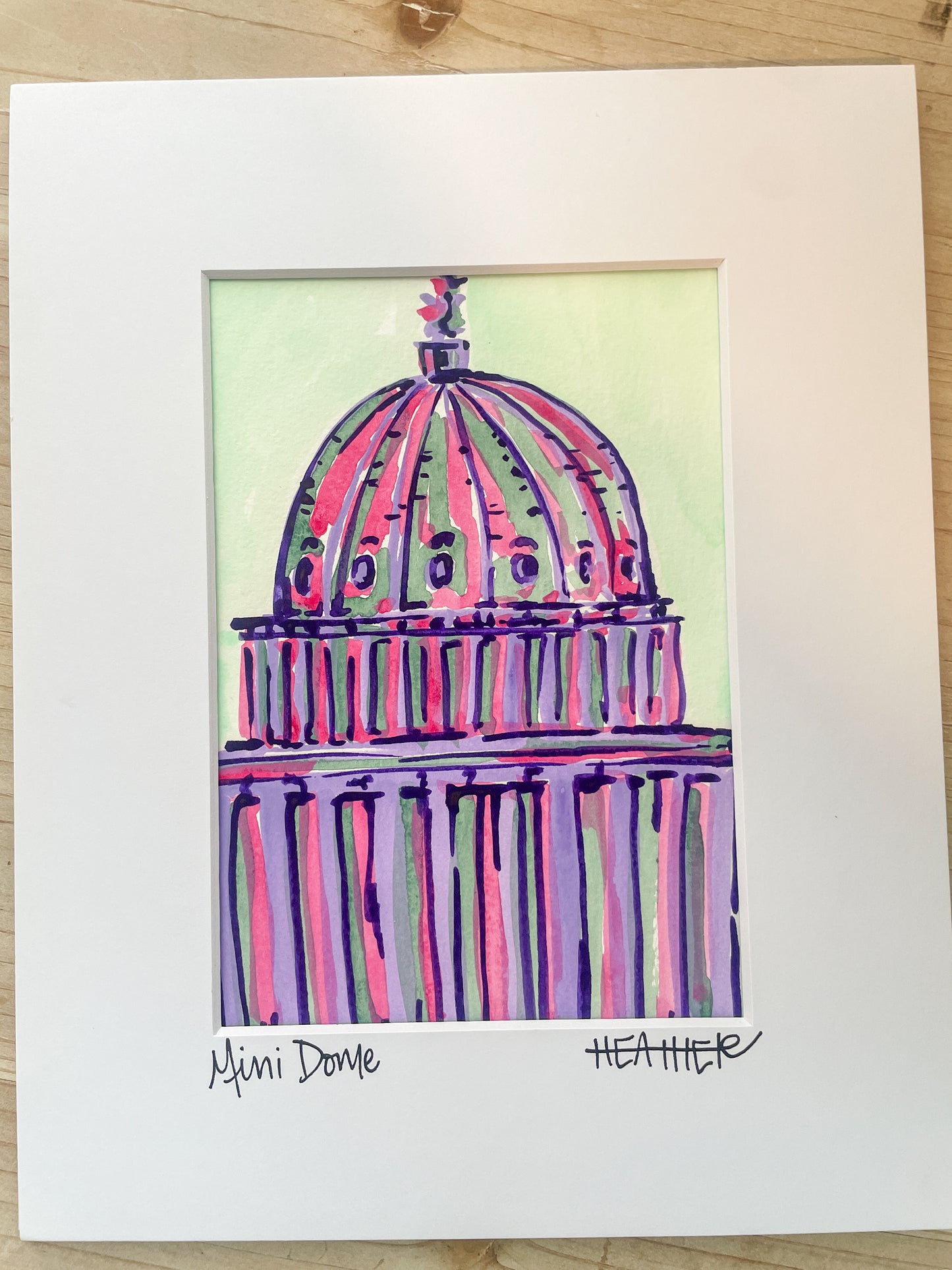 "Lavender on Mint Dome" Mini on Paper